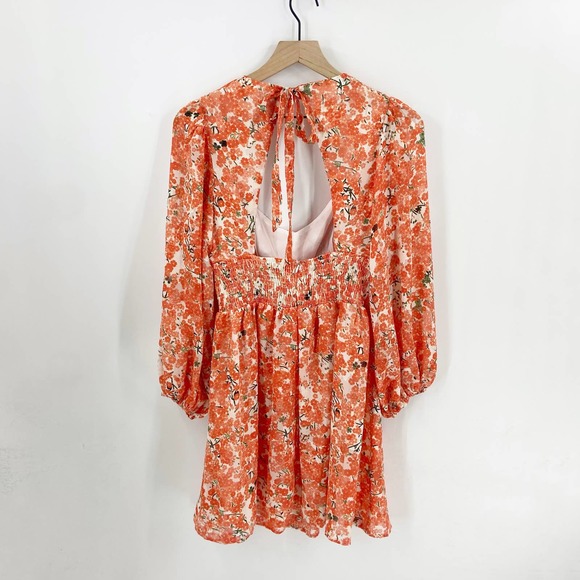Hello Molly Floral Mini Dress in Orange and White - Picture 2 of 14